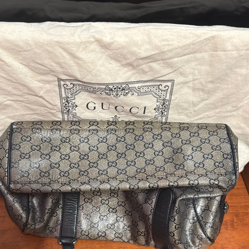 Gucci Vintage Beige & Black Monogram Tote. - Picture 11 of 14
